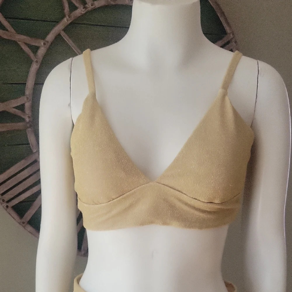 Aerie Gold Shimmer Bikini Set - Metallic Two-Piece
